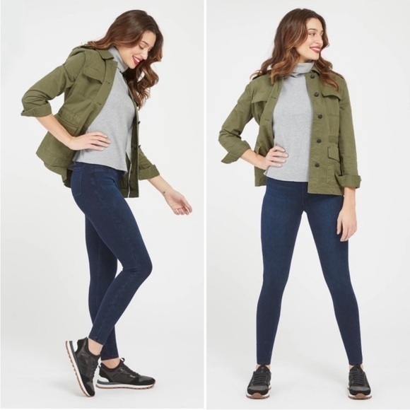 SPANX Pants - Spanx Blue Cotton Skinny Jeggings Pull on Jeans Jean-ish Ankle Leggings